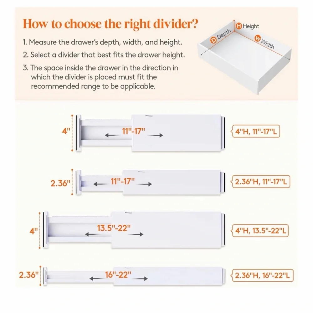 Adjustable Drawer Dividers 5-Pack